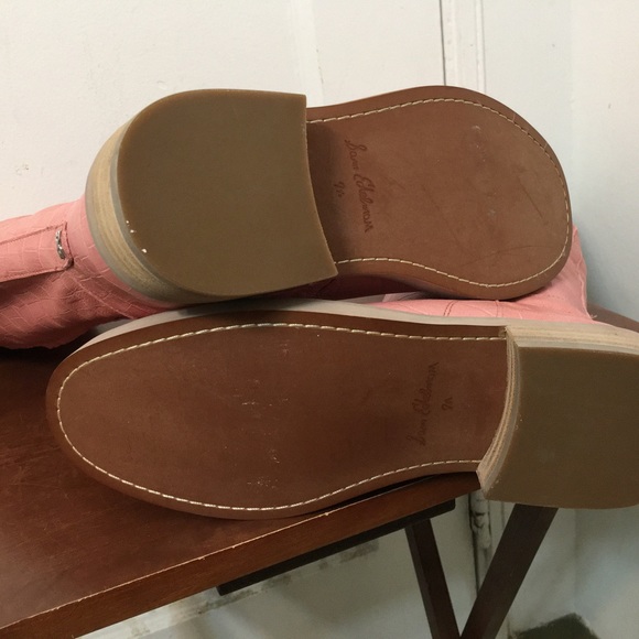 Sam Edelman Fable Cedarwood Croc Leather block Heel Rounded Toe Knee High Boots - Picture 4 of 11